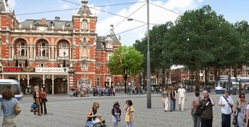Ruimte voor voetganger op Leidseplein Amsterdam