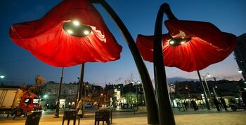 Deze lichtmast opent als een bloem door wandelaars