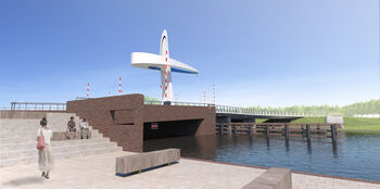 Beweegbare brug landmark voor Urk